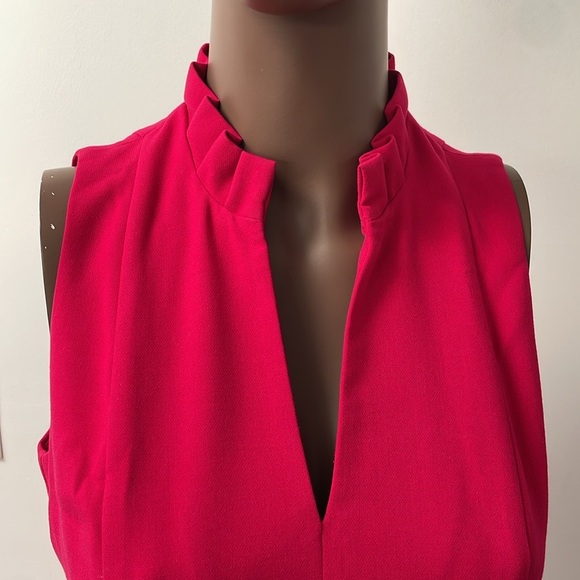 Black Halo Antoinette Fit & Flare Dress Snap Dragon Pink V Neck A-Line 8 - Picture 7 of 16